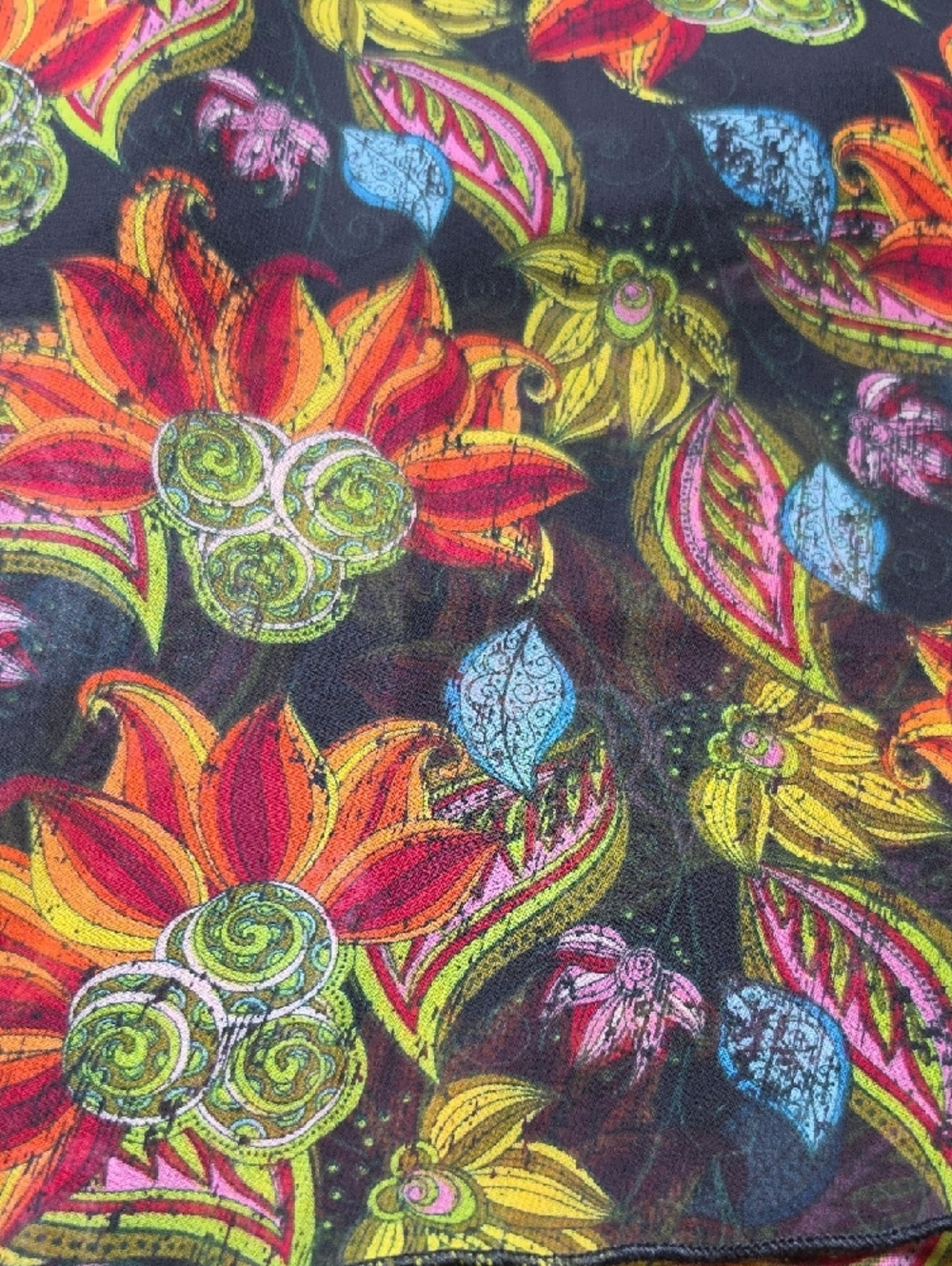 LULAROE | Lola Floral Paisley Elastic Waist Chiffon Overlay Midi Skirt | L - Picture 9 of 9